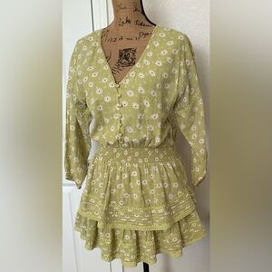 Aerie Light Green Floral Blouse